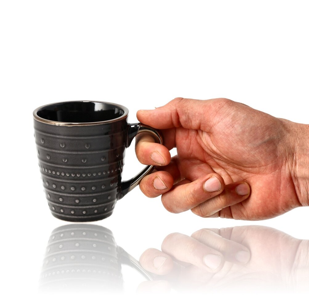 Discountershop Koffiemokken 200 ml met Oor – Keramische Koffiekopjes met Reliëf voor Espresso, Lungo, Cappuccino, Thee, Kantoor en Horeca
