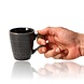Discountershop Coffee Mugs 200ml with Handle – Black and Gold Ceramic Cups with Embossed Texture for Espresso, Lungo, Cappuccino, Tea and Hospitality
