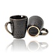 Discountershop Koffiemokken 200 ml met Oor – Keramische Koffiekopjes met Reliëf voor Espresso, Lungo, Cappuccino, Thee, Kantoor en Horeca
