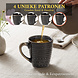 Discountershop Coffee Mugs 200ml with Handle – Black and Gold Ceramic Cups with Embossed Texture for Espresso, Lungo, Cappuccino, Tea and Hospitality