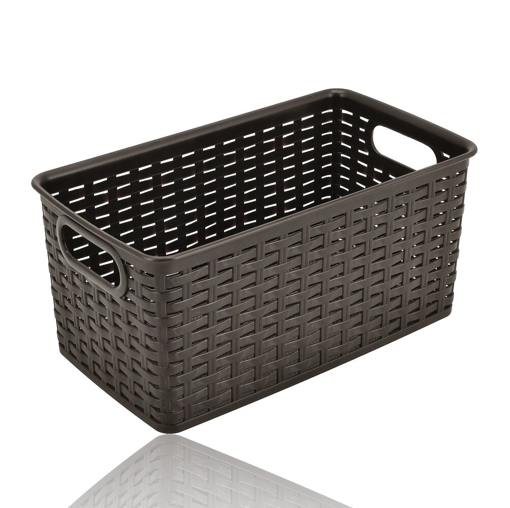 Discountershop 5L Plastic Storage Basket – Brown Rattan-Look Cupboard Organiser, 28 x 15 x 13cm, for Kitchen Cabinets, Wardrobes and Children’s Rooms Discountershop 5L Plastic Storage Basket – Brown Rattan-Look Cupboard Organiser, 28 x 15 x 13cm, for Kitchen Cabinets, Wardrobes and Children’s Rooms
