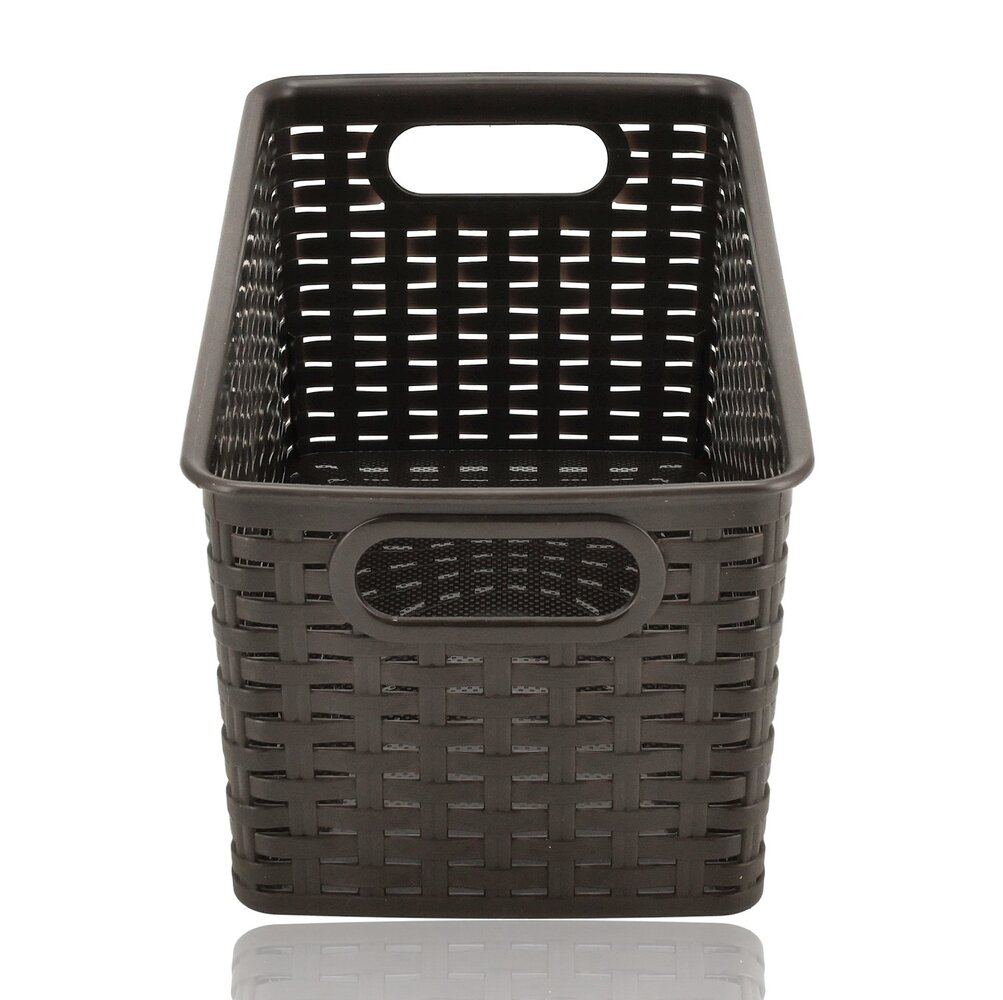 Discountershop Opbergmand 5L Kunststof – Bruine Rattan Look Kast Organizer van 28 x 15 x 13 cm voor Keukenkast, Kledingkast en Kinderkamer Discountershop Opbergmand 5L Kunststof – Bruine Rattan Look Kast Organizer van 28 x 15 x 13 cm voor Keukenkast, Kledingkast en Kinderkamer