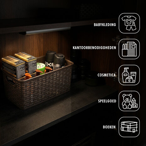Discountershop 5L Plastic Storage Basket – Brown Rattan-Look Cupboard Organiser, 28 x 15 x 13cm, for Kitchen Cabinets, Wardrobes and Children’s Rooms Discountershop 5L Plastic Storage Basket – Brown Rattan-Look Cupboard Organiser, 28 x 15 x 13cm, for Kitchen Cabinets, Wardrobes and Children’s Rooms