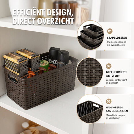 Discountershop 5L Plastic Storage Basket – Brown Rattan-Look Cupboard Organiser, 28 x 15 x 13cm, for Kitchen Cabinets, Wardrobes and Children’s Rooms Discountershop 5L Plastic Storage Basket – Brown Rattan-Look Cupboard Organiser, 28 x 15 x 13cm, for Kitchen Cabinets, Wardrobes and Children’s Rooms