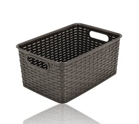 Discountershop Opbergmand 6L Kunststof met Handgrepen – Rattan Look