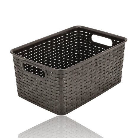 Discountershop 6L Plastic Storage Basket – Brown Rattan-Look Organiser, 29 x 20 x 13cm, for Kitchen Cabinets, Wardrobes, Toys and Children’s Rooms Discountershop 6L Plastic Storage Basket – Brown Rattan-Look Organiser, 29 x 20 x 13cm, for Kitchen Cabinets, Wardrobes, Toys and Children’s Rooms