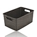 Discountershop Opbergmand 6L van Kunststof – Bruine Rattan Look Organizer 29 x 20 x 13 cm voor Keukenkast, Kledingkast, Speelgoed en Kinderkamer