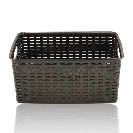 Discountershop 6L Plastic Storage Basket – Brown Rattan-Look Organiser, 29 x 20 x 13cm, for Kitchen Cabinets, Wardrobes, Toys and Children’s Rooms Discountershop 6L Plastic Storage Basket – Brown Rattan-Look Organiser, 29 x 20 x 13cm, for Kitchen Cabinets, Wardrobes, Toys and Children’s Rooms