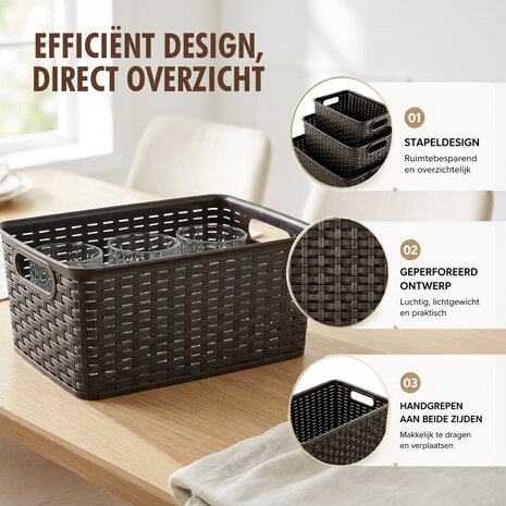 Discountershop 6L Plastic Storage Basket – Brown Rattan-Look Organiser, 29 x 20 x 13cm, for Kitchen Cabinets, Wardrobes, Toys and Children’s Rooms Discountershop 6L Plastic Storage Basket – Brown Rattan-Look Organiser, 29 x 20 x 13cm, for Kitchen Cabinets, Wardrobes, Toys and Children’s Rooms