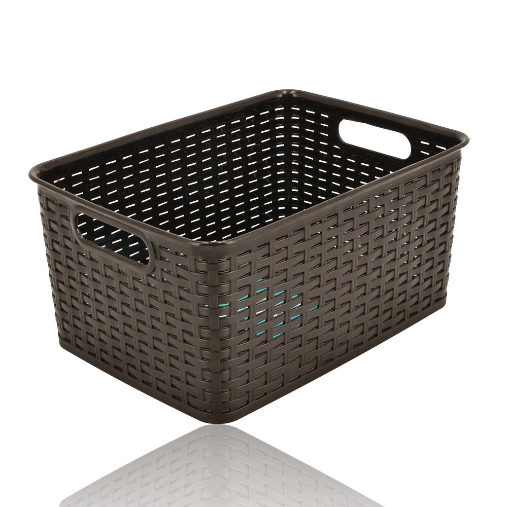 Discountershop 10L Plastic Storage Basket – Brown Rattan-Look Storage Box, 33 x 22 x 15.5cm, for Toys, Children’s Rooms, Kitchen Cabinets and Wardrobes Discountershop 10L Plastic Storage Basket – Brown Rattan-Look Storage Box, 33 x 22 x 15.5cm, for Toys, Children’s Rooms, Kitchen Cabinets and Wardrobes