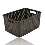 Discountershop Opbergmand 10L Kunststof met Handgrepen – Rattan Look