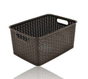 Discountershop 10L Plastic Storage Basket with Handles – Rattan Look Discountershop 10L Plastic Storage Basket with Handles – Rattan Look