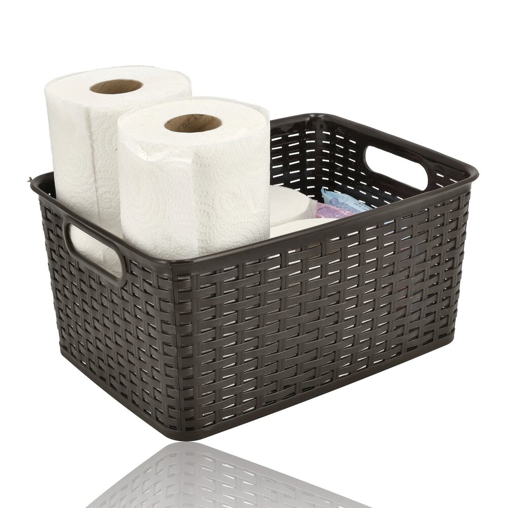 Discountershop Opbergmand 10L Kunststof – Bruine Rattan Look Opbergbox 33 x 22 x 15,5 cm voor Speelgoed, Kinderkamer, Keukenkast en Kledingkast Discountershop Opbergmand 10L Kunststof – Bruine Rattan Look Opbergbox 33 x 22 x 15,5 cm voor Speelgoed, Kinderkamer, Keukenkast en Kledingkast