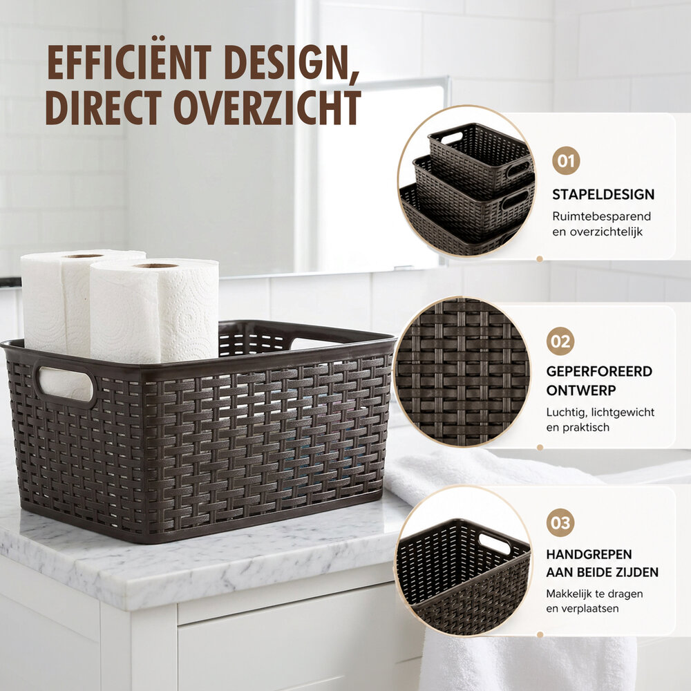 Discountershop 10L Plastic Storage Basket – Brown Rattan-Look Storage Box, 33 x 22 x 15.5cm, for Toys, Children’s Rooms, Kitchen Cabinets and Wardrobes Discountershop 10L Plastic Storage Basket – Brown Rattan-Look Storage Box, 33 x 22 x 15.5cm, for Toys, Children’s Rooms, Kitchen Cabinets and Wardrobes