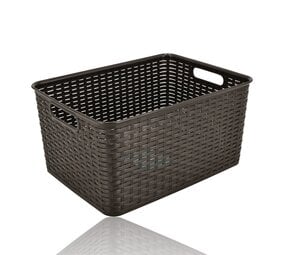 Discountershop Opbergmand 18L Kunststof met Handgrepen – Bruin