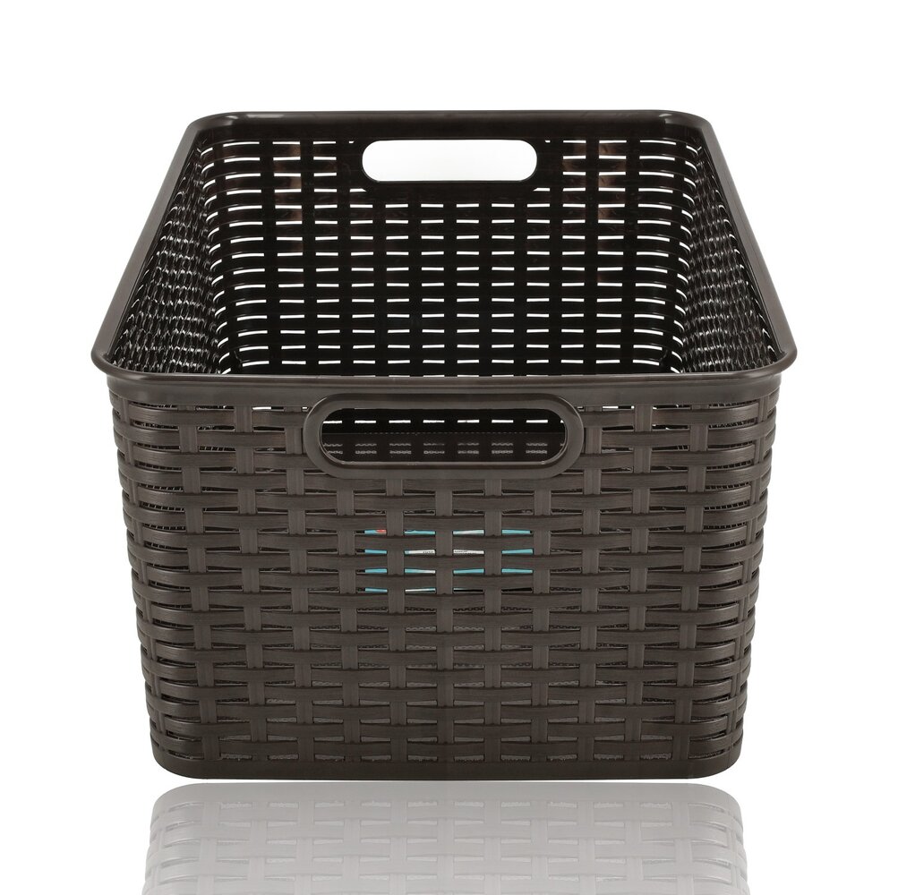 Discountershop Opbergmand 18L Kunststof met Handgrepen – 38 x 28 x 19 cm Organizer voor Speelgoed, Kinderkamer, Keukenkast en Kledingkast
