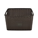 Discountershop Opbergmand 28,5L Kunststof met Handgrepen – Bruine Rattan Look Organizer 40 x 34 x 23 cm voor Speelgoed, Kledingkast en Keuken