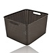 Discountershop Opbergmand 28,5L Kunststof met Handgrepen – Bruine Rattan Look Organizer 40 x 34 x 23 cm voor Speelgoed, Kledingkast en Keuken