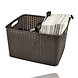 Discountershop Opbergmand 28,5L Kunststof met Handgrepen – Bruine Rattan Look Organizer 40 x 34 x 23 cm voor Speelgoed, Kledingkast en Keuken