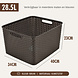 Discountershop Opbergmand 28,5L Kunststof met Handgrepen – Bruine Rattan Look Organizer 40 x 34 x 23 cm voor Speelgoed, Kledingkast en Keuken