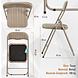 Discountershop Folding Chair with Velvet Seat - Beige Upholstered Backrest - 44 cm Seat Height - Metal Frame - Space-Saving Dining Chair