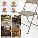 Discountershop Folding Chair with Velvet Seat - Beige Upholstered Backrest - 44 cm Seat Height - Metal Frame - Space-Saving Dining Chair