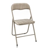 Discountershop Folding Chair with Velvet Seat - Beige - 44 cm