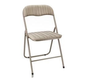 Discountershop Folding Chair with Velvet Seat - Beige - 44 cm