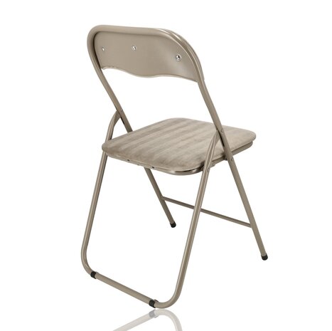 Discountershop Folding Chair with Velvet Seat - Beige Upholstered Backrest - 44 cm Seat Height - Metal Frame - Space-Saving Dining Chair