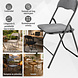 Discountershop Folding Chair with Velvet Seat - Grey - 44 cm Seat Height - Metal Frame - Foldable Dining Chair with Upholstered Backrest
