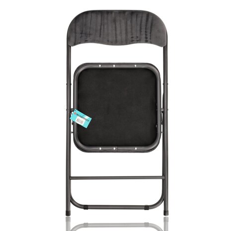 Discountershop Klapstoel met fluwelen zitting - Grijs - Zithoogte 44 cm - Metalen frame - Inklapbare eetkamerstoel met beklede rugleuning