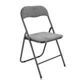 Discountershop Folding Chair with Velvet Seat - Grey - 44 cm