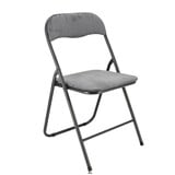 Discountershop Klapstoel met fluwelen zitting - Grijs - 44 cm Discountershop Klapstoel met fluwelen zitting - Grijs - 44 cm