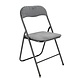 Discountershop Folding Chair with Velvet Seat - Grey - 44 cm Seat Height - Metal Frame - Foldable Dining Chair with Upholstered Backrest