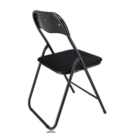 Discountershop Folding Chair with Velvet Seat - Black - 44 cm Seat Height - Metal Frame - Foldable Dining Chair with Upholstered Backrest