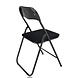 Discountershop Folding Chair with Velvet Seat - Black - 44 cm Seat Height - Metal Frame - Foldable Dining Chair with Upholstered Backrest