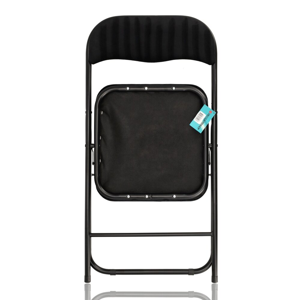 Discountershop Klapstoel met fluwelen zitting - Zwart - 44 cm zithoogte - Metalen frame - Opvouwbare eetkamerstoel met beklede rugleuning