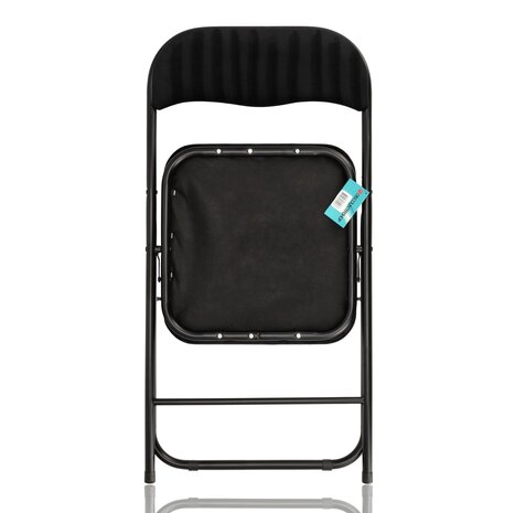 Discountershop Klapstoel met fluwelen zitting - Zwart - 44 cm zithoogte - Metalen frame - Opvouwbare eetkamerstoel met beklede rugleuning
