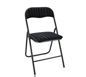 Discountershop Folding Chair with Velvet Seat - Black - 44 cm