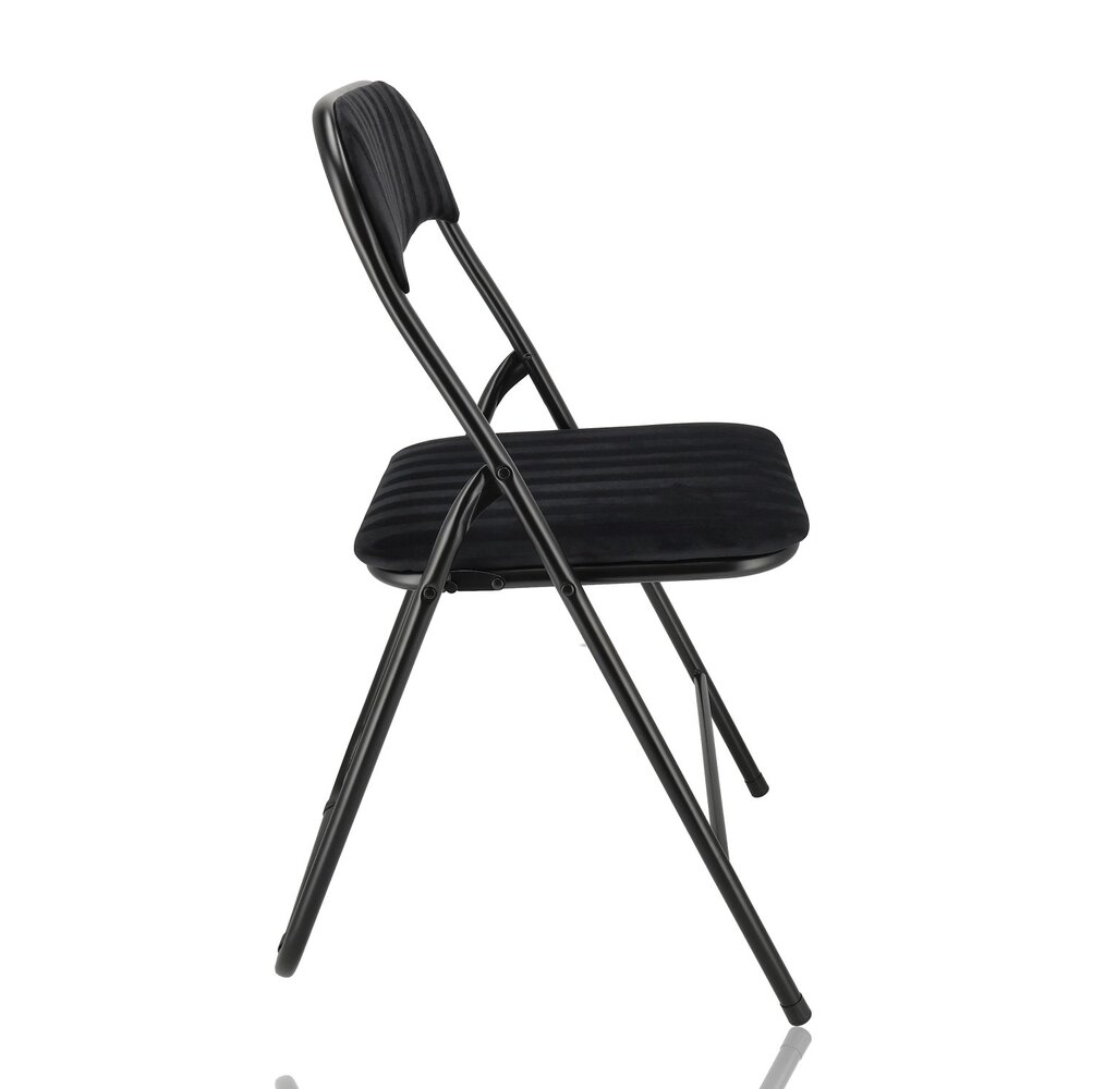 Discountershop Klapstoel met fluwelen zitting - Zwart - 44 cm zithoogte - Metalen frame - Opvouwbare eetkamerstoel met beklede rugleuning