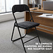 Discountershop Folding Chair with Velvet Seat - Black - 44 cm Seat Height - Metal Frame - Foldable Dining Chair with Upholstered Backrest