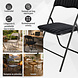 Discountershop Folding Chair with Velvet Seat - Black - 44 cm Seat Height - Metal Frame - Foldable Dining Chair with Upholstered Backrest