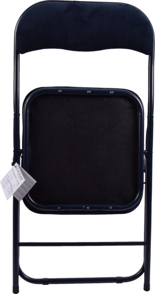 Discountershop Folding chair- Folding chair velvet seat and back covered - chair - table chair - folding chair - dark blue - chair - table chair - folding chair - Velvet folding chair - Luxury folding chair - With cushions - Chair - Chairs - Folding chairs - Chair - Pre