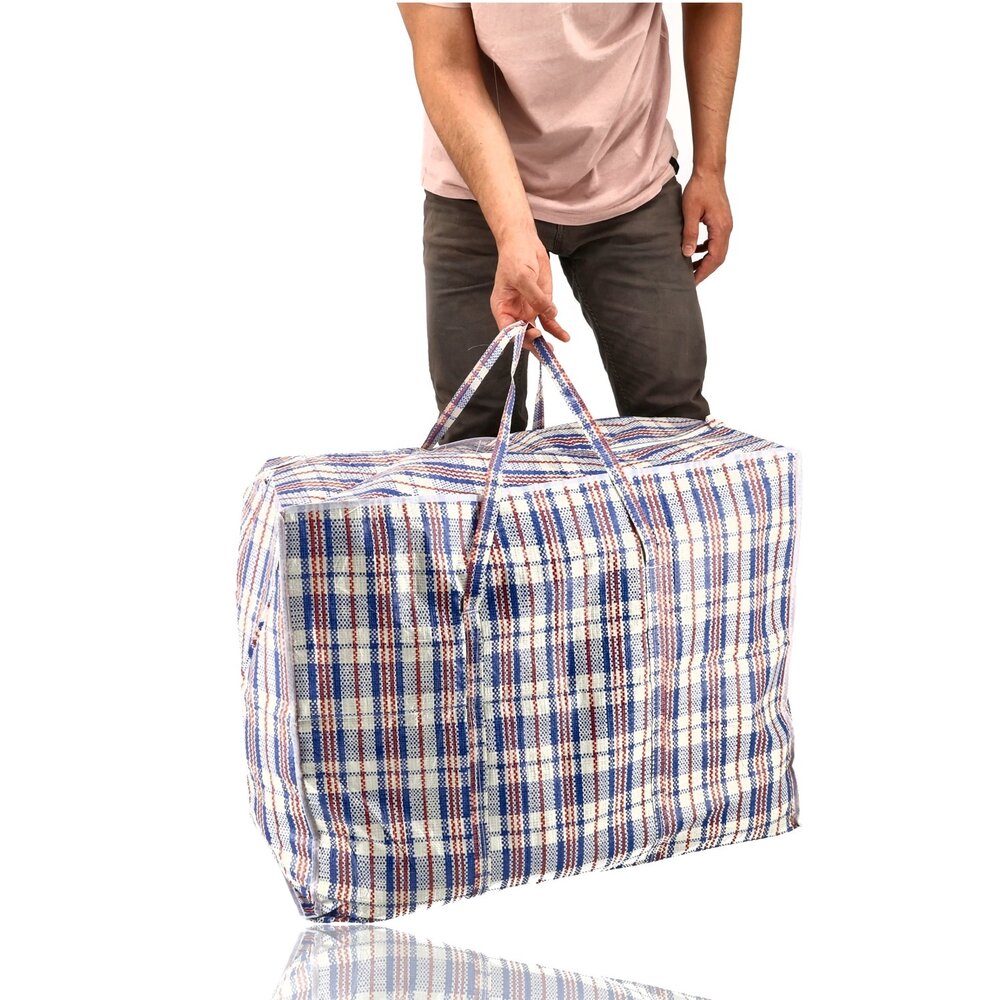 Discountershop Opbergtas met Rits 150L voor Kleding en Verhuizen – Grote Big Shopper XL voor Beddengoed, Camping, Caravan en Boodschappen