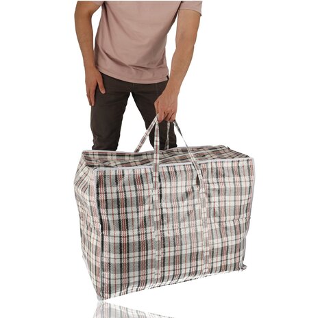 Discountershop Opbergtas met Rits 150L Zwart-Rood-Wit – Grote Big Shopper XXL voor Verhuizen, Beddengoed, Wasgoed, Camping en Boodschappen Discountershop Opbergtas met Rits 150L Zwart-Rood-Wit – Grote Big Shopper XXL voor Verhuizen, Beddengoed, Wasgoed, Camping en Boodschappen