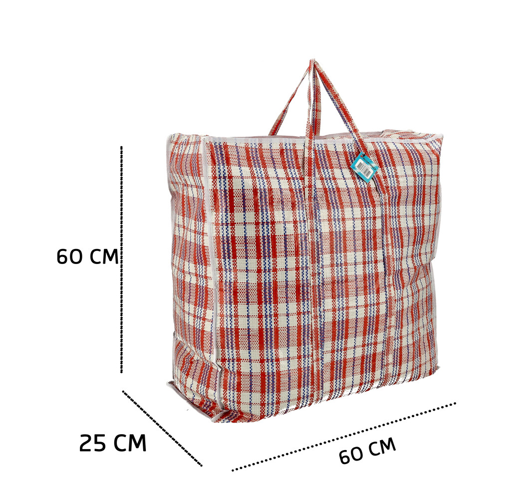 Discountershop Opbergtas met Rits 90L Rood-Wit-Blauw – Brede Big Shopper voor Kleding, Wasgoed, Verhuizen, Vakantie en Grote Boodschappen