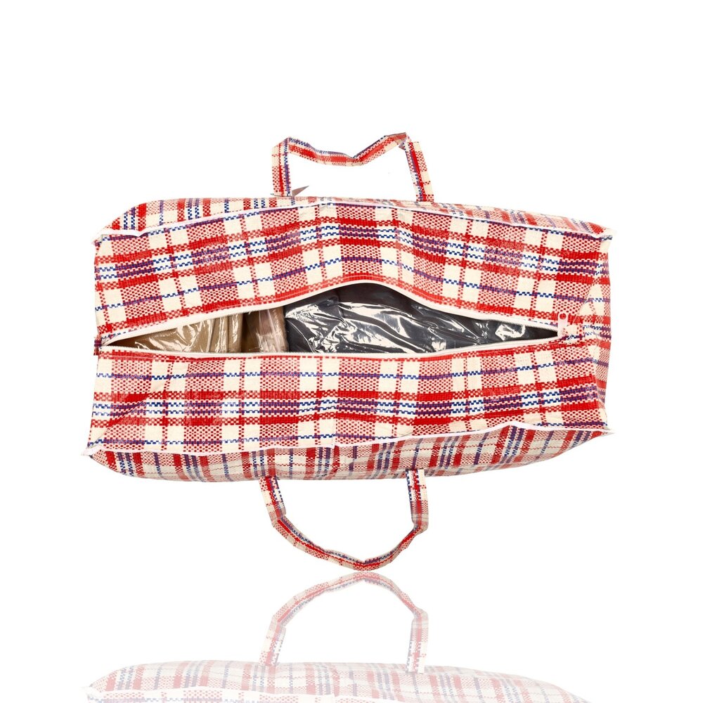 Discountershop Zippered Storage Bag 90L Red-White-Blue – Wide Big Shopper for Clothes, Laundry, Moving, Holidays and Bulky Groceries Discountershop Zippered Storage Bag 90L Red-White-Blue – Wide Big Shopper for Clothes, Laundry, Moving, Holidays and Bulky Groceries