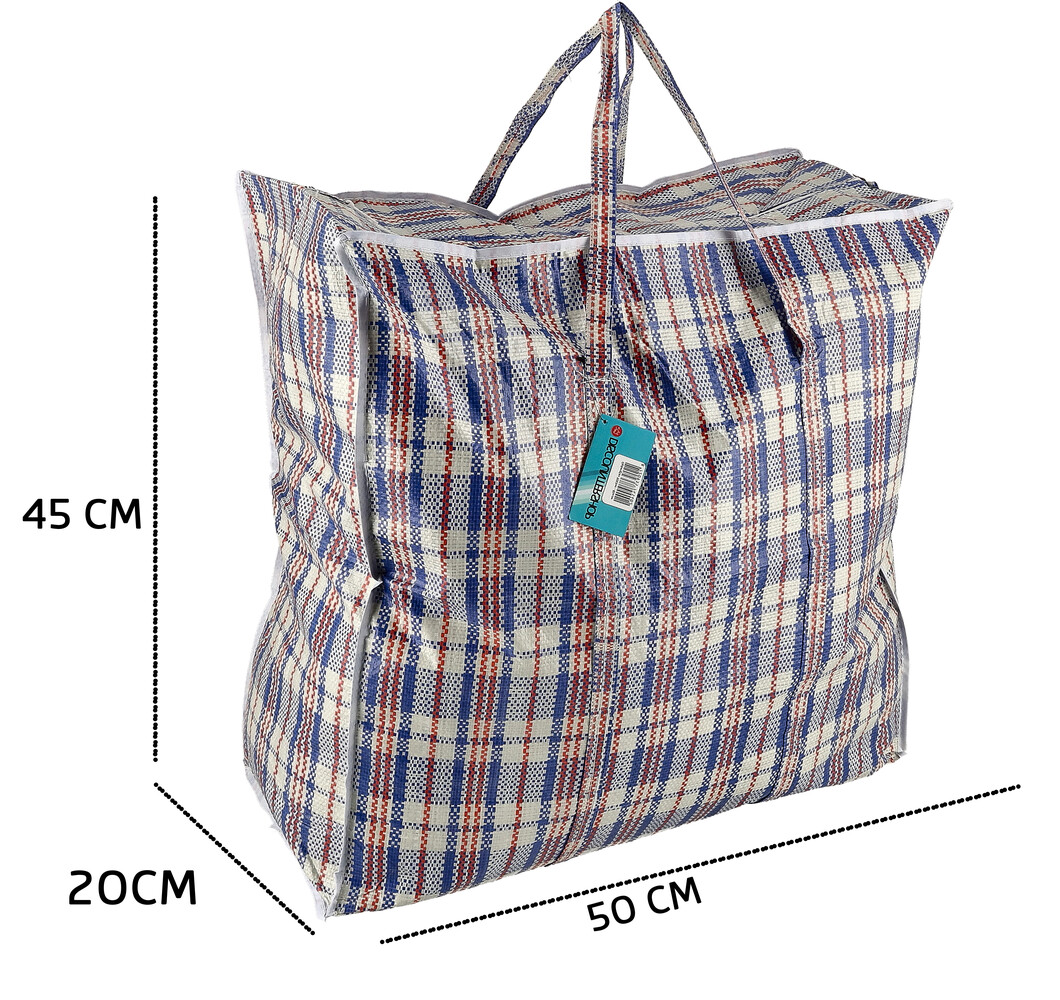 Discountershop 45L Zippered Storage Bag in Blue, White and Red – Compact Big Shopper for Laundry, Bedding, Travel, Groceries and Moving Discountershop 45L Zippered Storage Bag in Blue, White and Red – Compact Big Shopper for Laundry, Bedding, Travel, Groceries and Moving