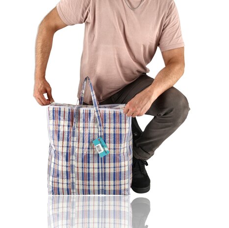 Discountershop Opbergtas met Rits 30L Blauw-Wit-Rood – Compacte Shopper voor Wasgoed, Kleding, Autospullen, Korte Reizen en Boodschappen Discountershop Opbergtas met Rits 30L Blauw-Wit-Rood – Compacte Shopper voor Wasgoed, Kleding, Autospullen, Korte Reizen en Boodschappen