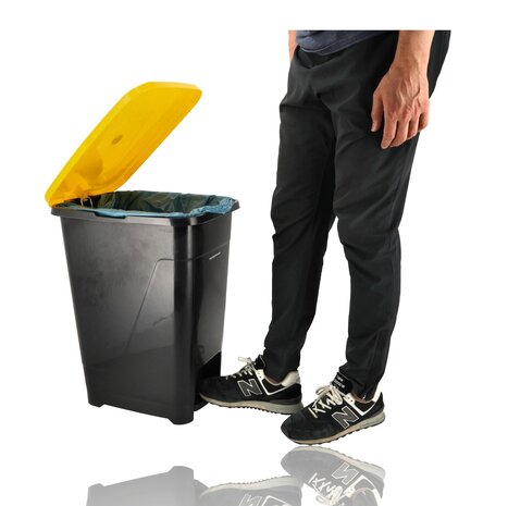 Discountershop Pedaalemmer 60 Liter Set van 3 voor Afvalscheiding – Zwarte Afvalbakken met Voetpedaal en Geel, Blauw en Groen Deksel voor Thuis